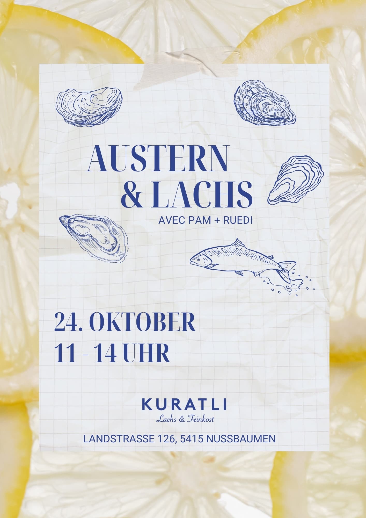 Flyer Für Austern und Lachs Event