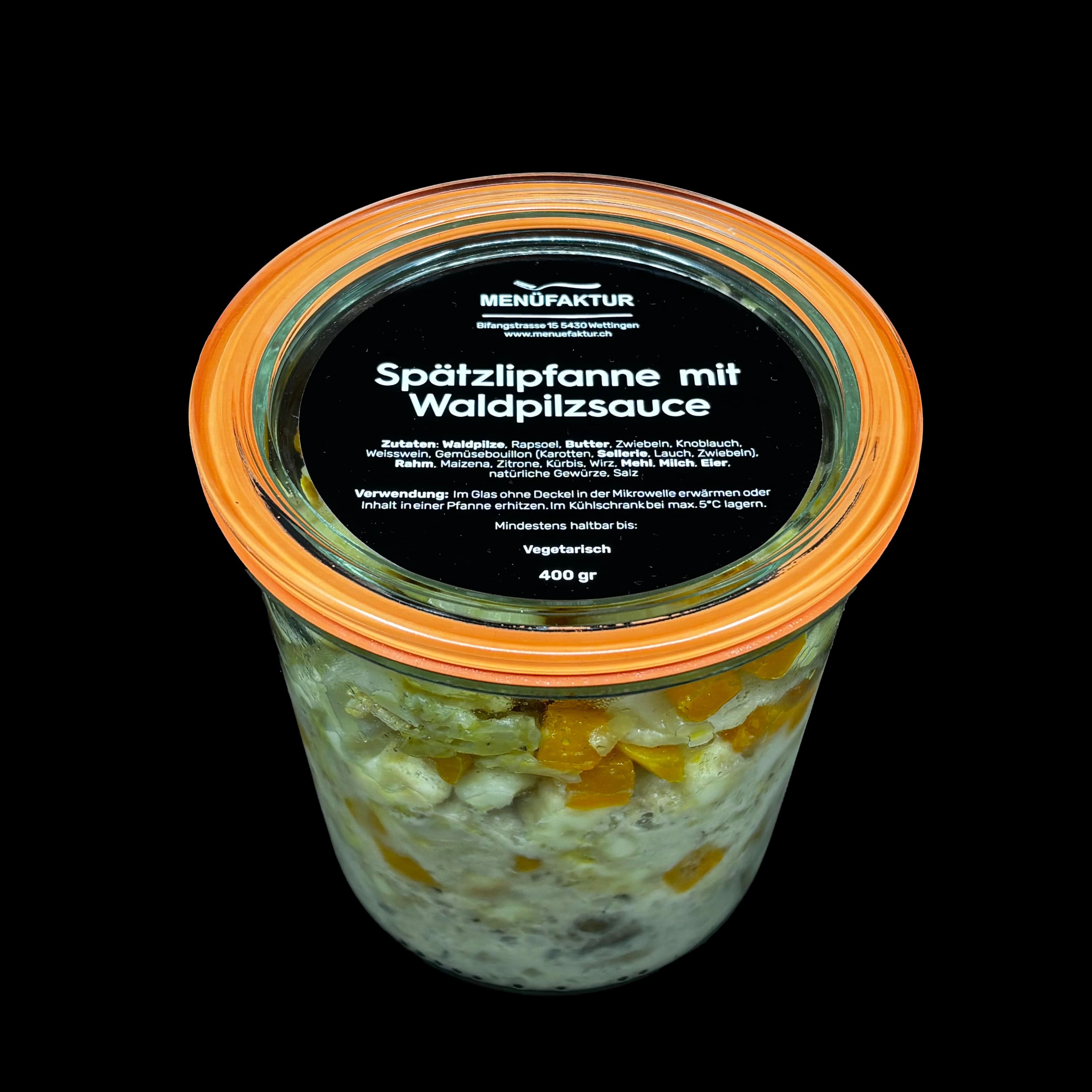 Spätzlipfanne mit Waldpilzsauce