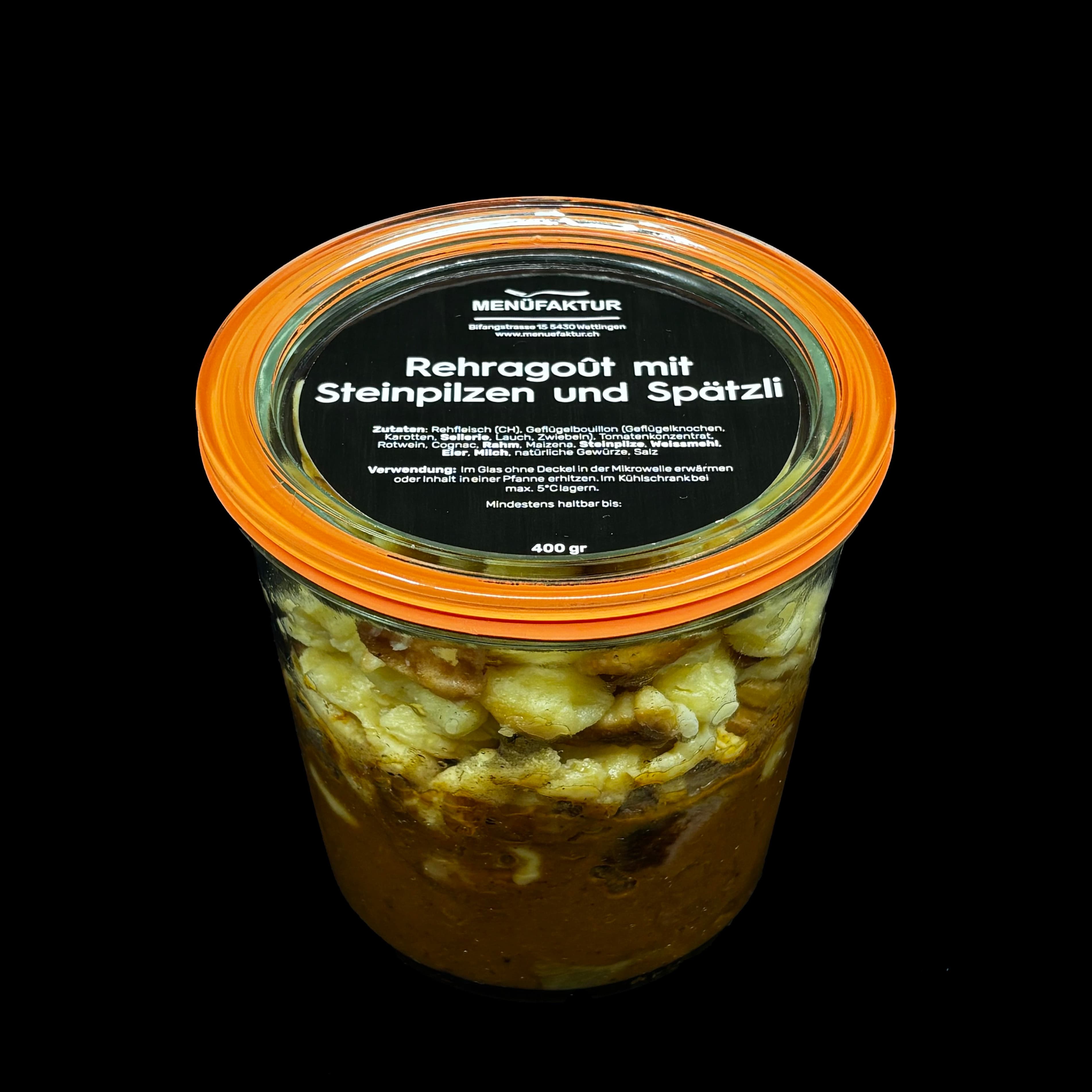 Rehragoût mit Steinpilzen und Spätzli